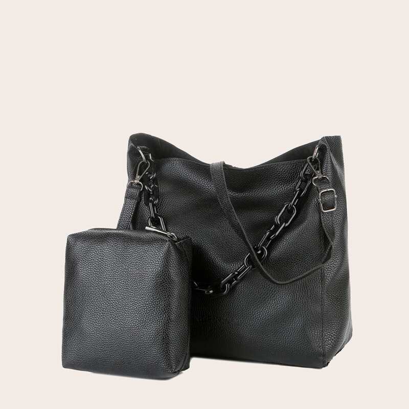 

Minimalist Shoulder Bag With Inner Pouch, Black