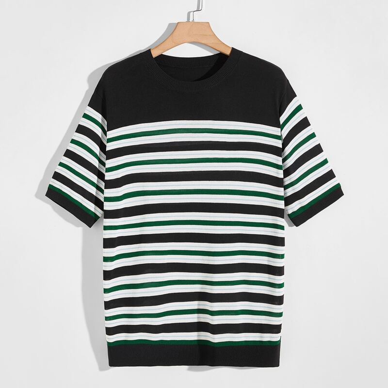 

Guys Striped Round Neck Sweater, Multicolor
