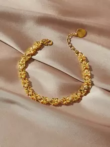Flower Link Bracelet Valentines - Yellow Gold - View 1