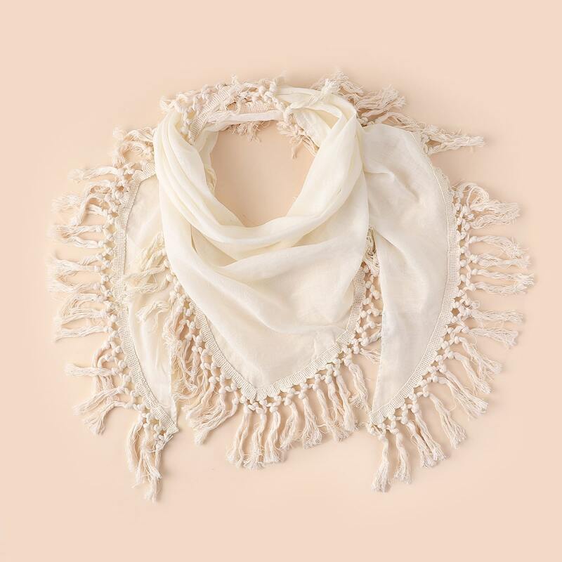 

Tassel Hem Scarf, White
