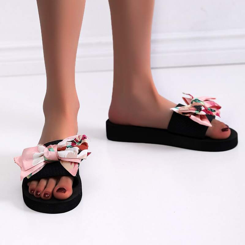 

Floral Graphic Bow Decor Slides, Pink