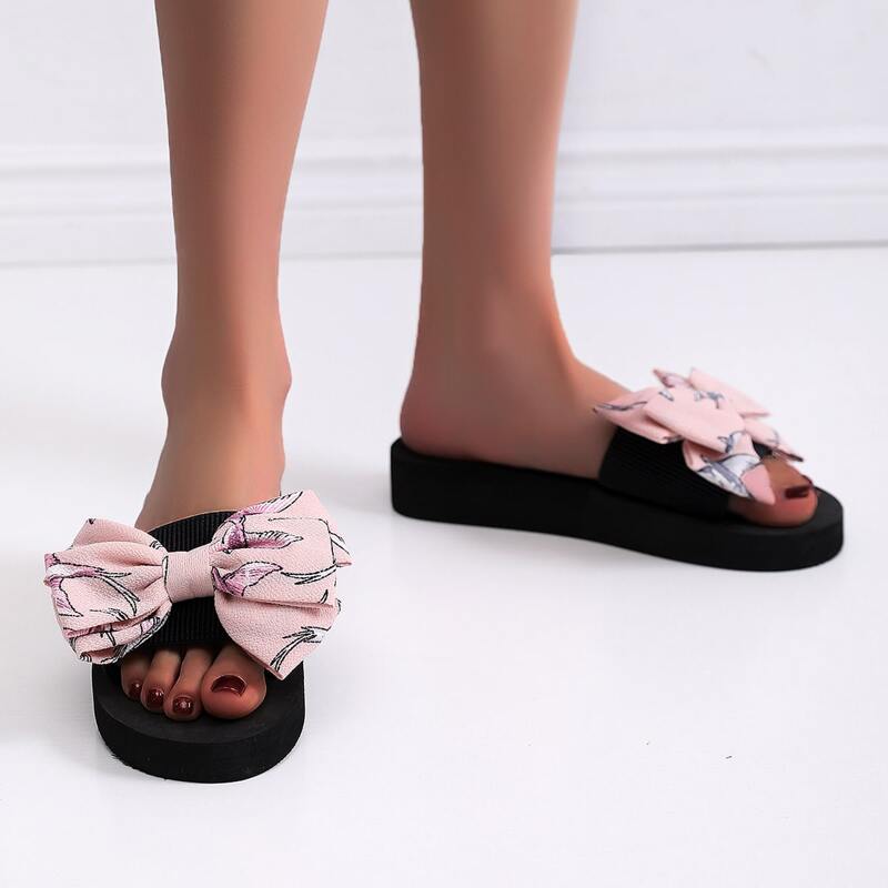 

Floral Graphic Bow Decor Slides, Pink