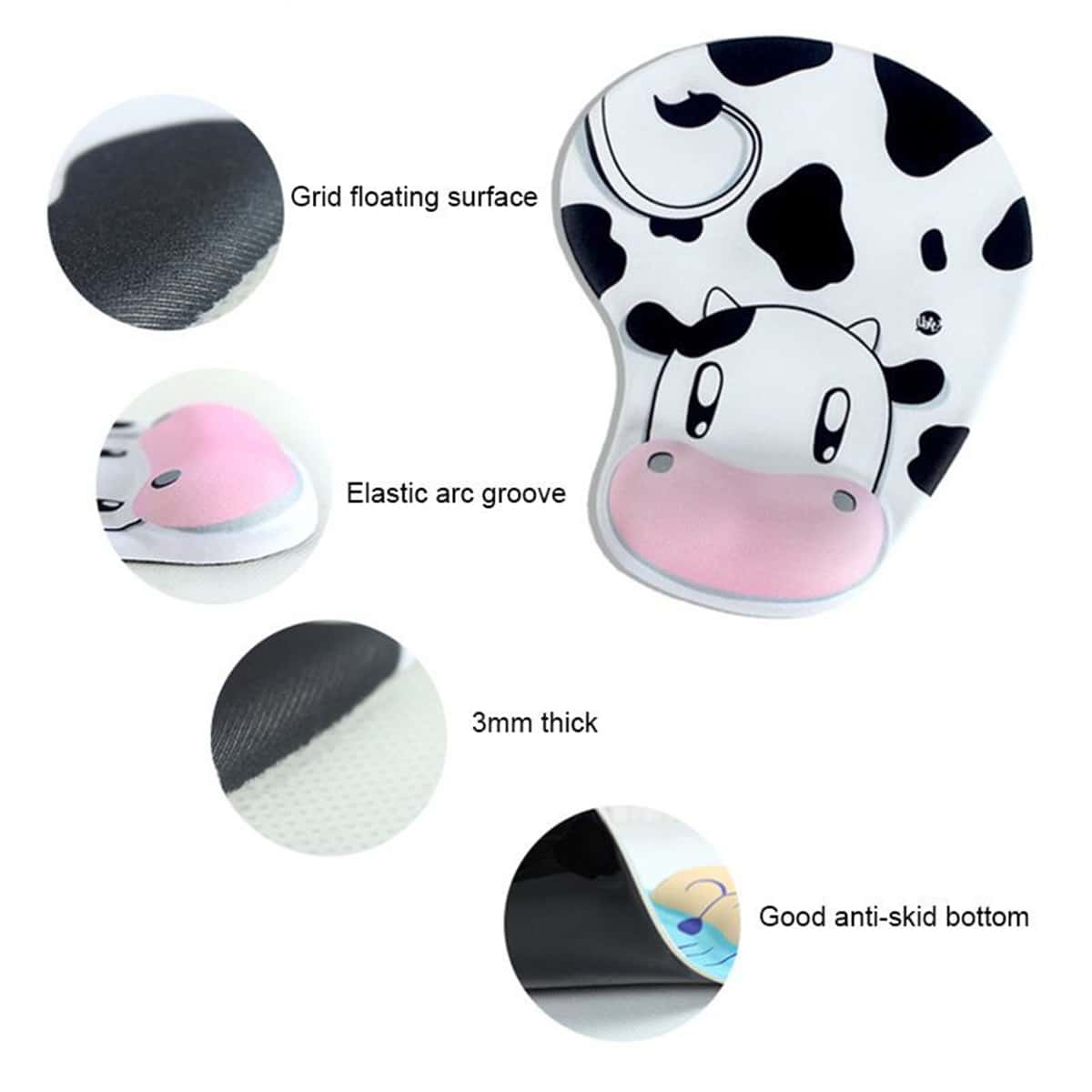 

1pc Cartoon Cow Mouse Pad, Multicolor