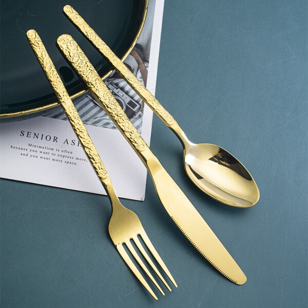 

3pcs Stainless Steel Cutlery, Gold