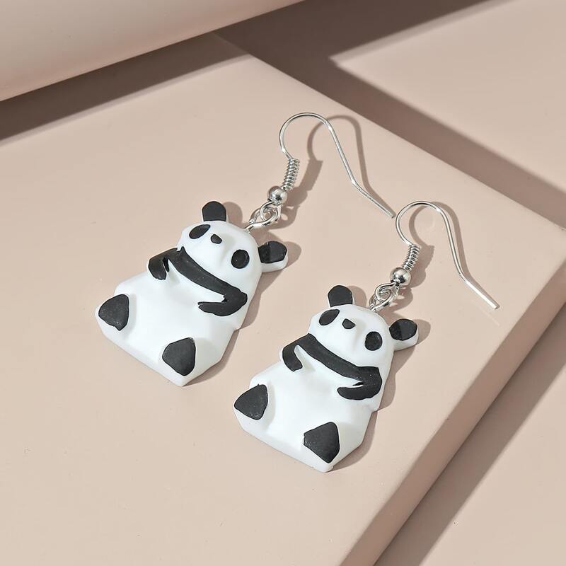 

Cartoon Panda Stud Earrings, White