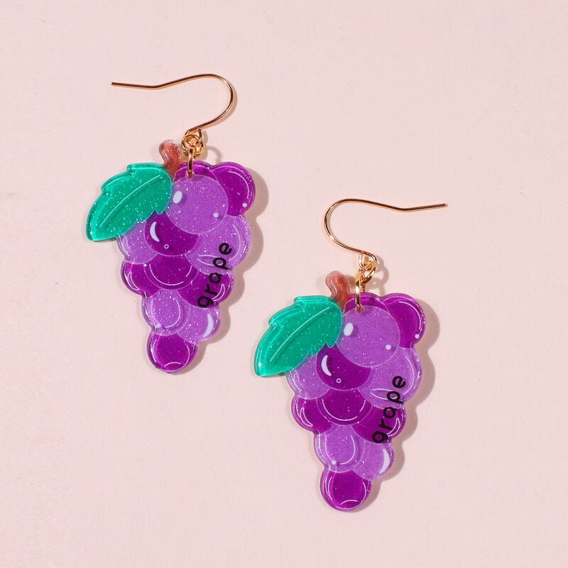 

Grape Drop Earrings, Purple