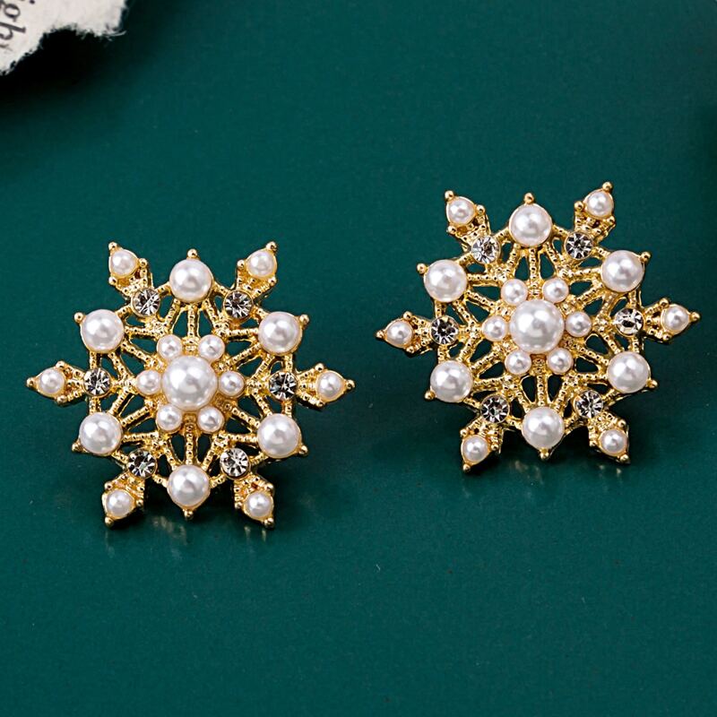 

Faux Pearl Snowflake Stud Earrings, Gold