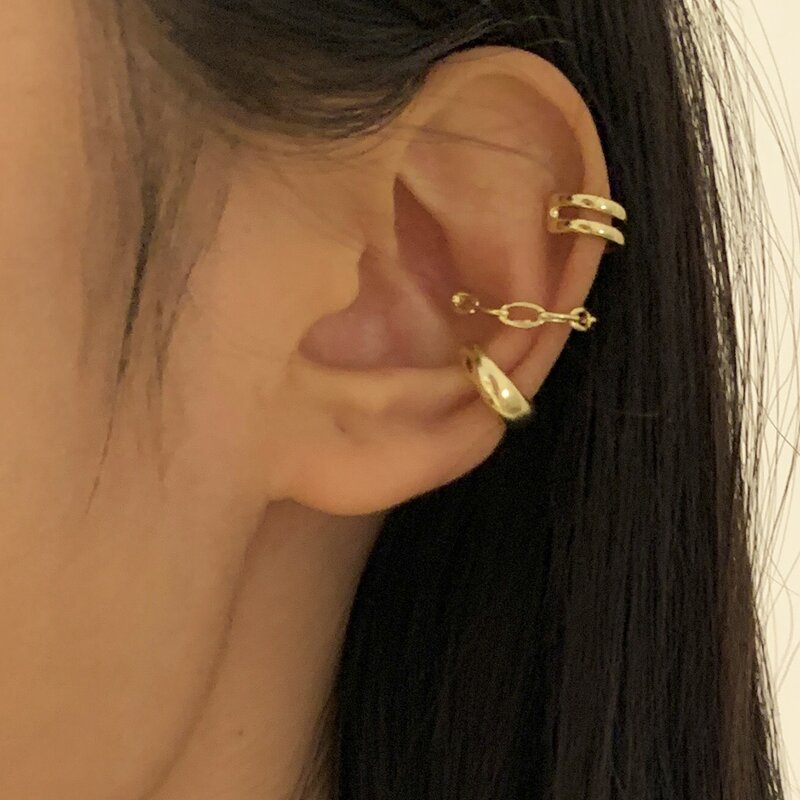 

3pcs Chain Ear Cuff, Gold