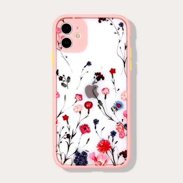 

Floral Contrast Frame iPhone Case, Multicolor