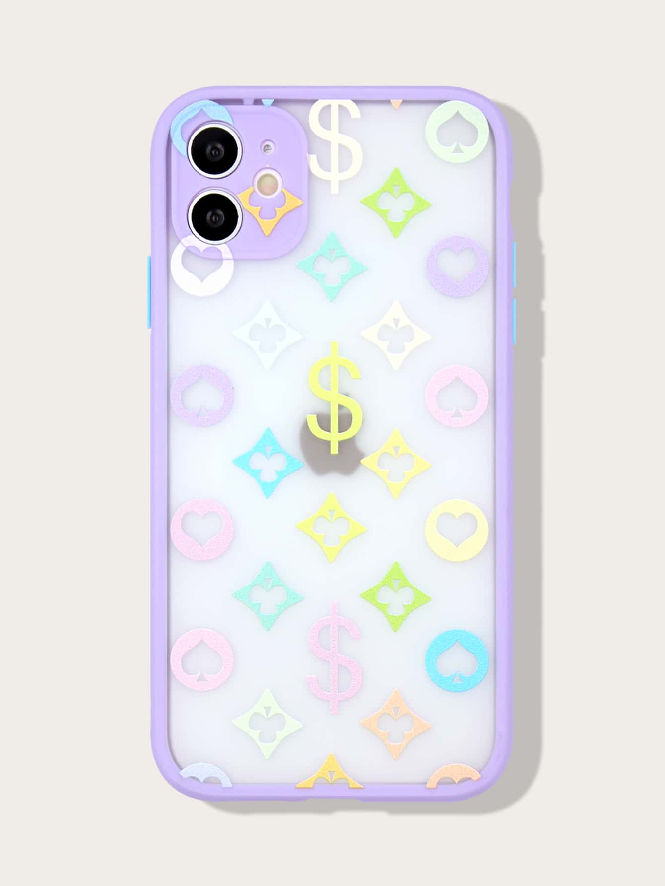 Dollar Pattern Contrast Frame Case Compatible With iPhone - Multicolor - View 1