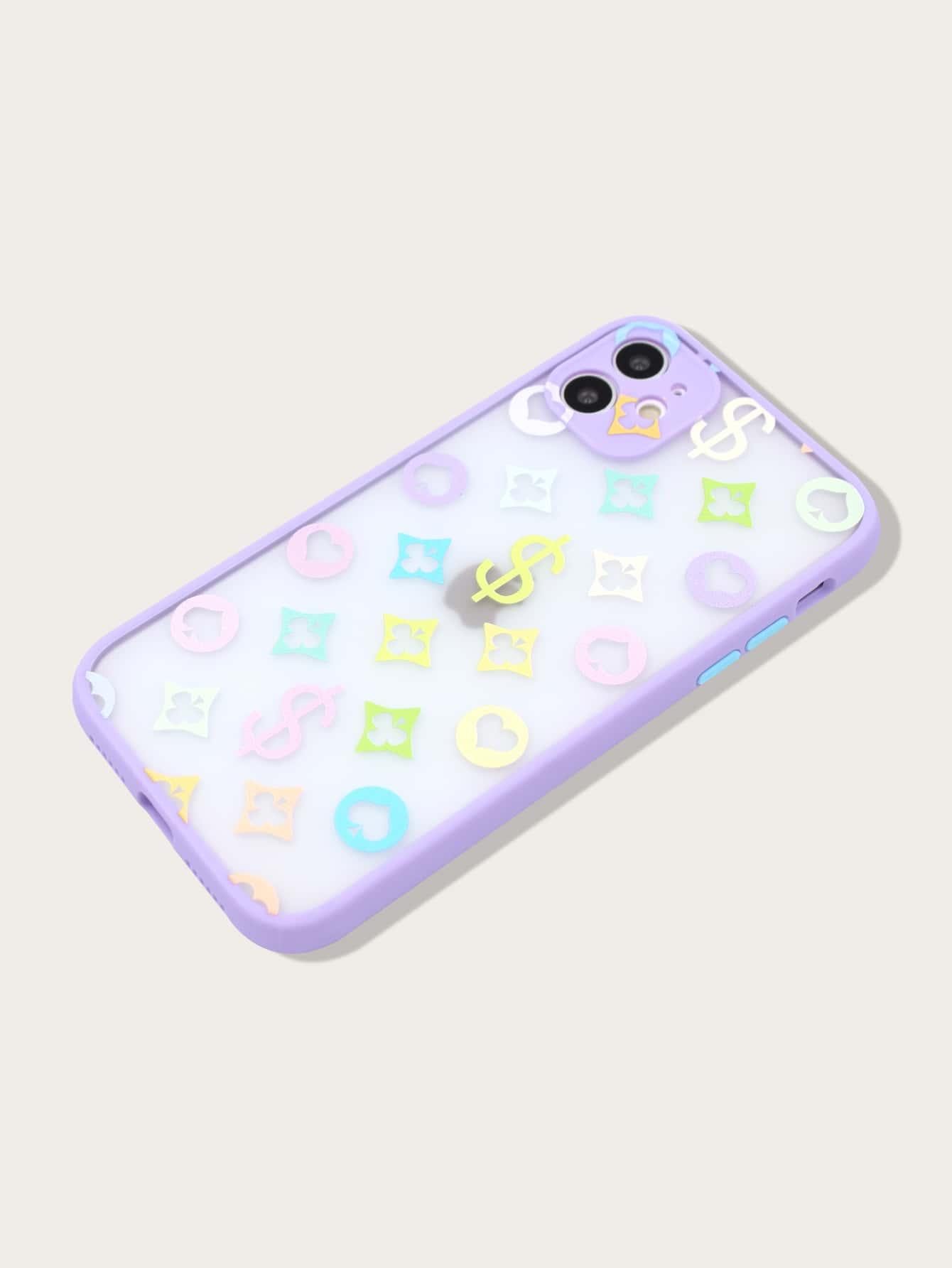 Dollar Pattern Contrast Frame Case Compatible With iPhone - Multicolor - View 2