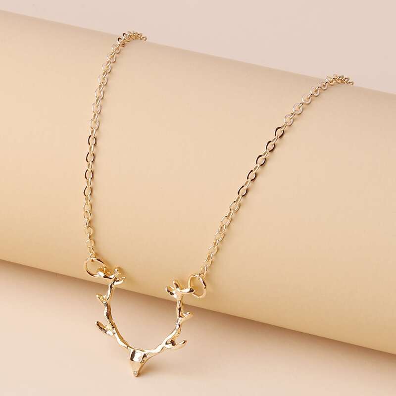 

Antlers Pendant Necklace, Gold