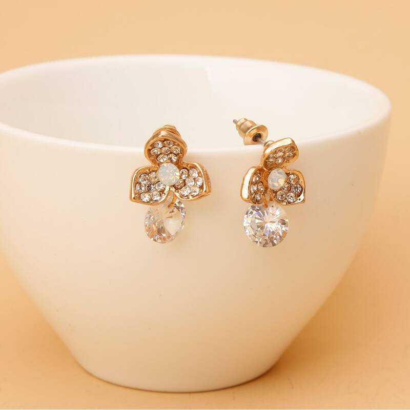 

Crystal Floral Stud Earrings, Gold