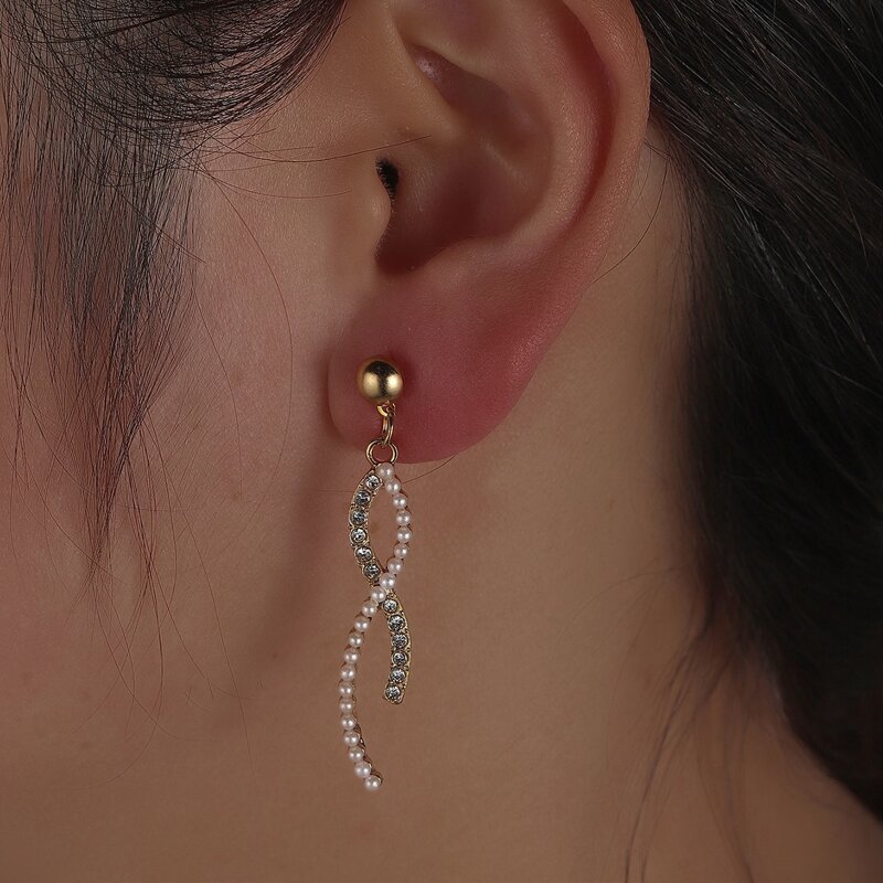 

Faux Pearl & Rhinestone Tassel Earrings, Multicolor