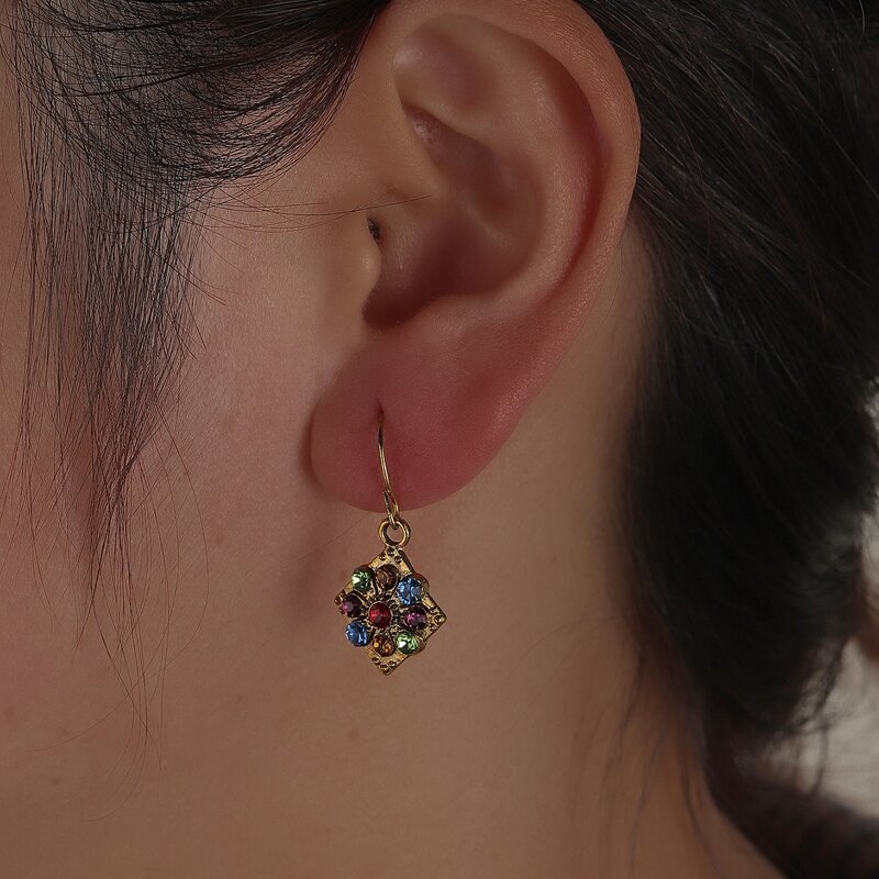 

Rhinestone Square Drop Earrings, Multicolor