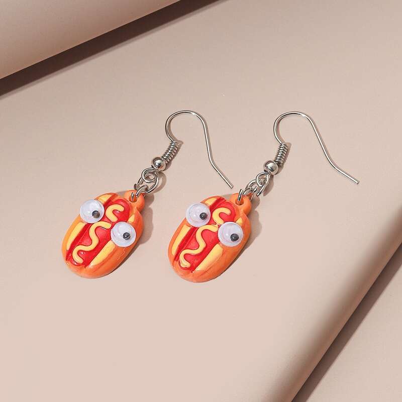 

Hot Dog Drop Earrings, Multicolor