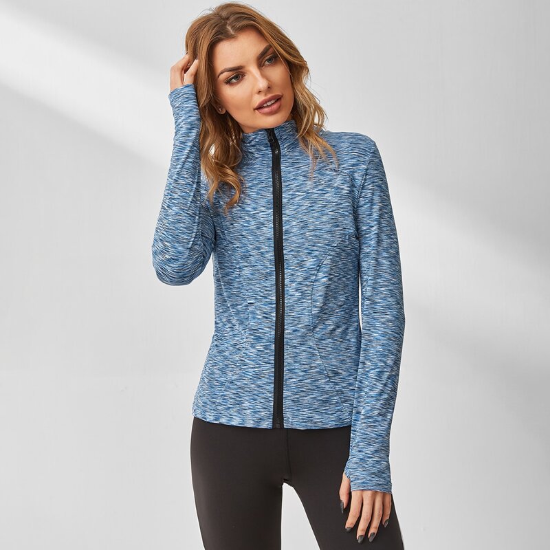 

Space Dye Zip Up Sports Jacket & Thumb Hole, Blue