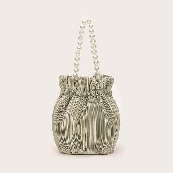 

Faux Pearl Beaded Clutch Bag, Grey
