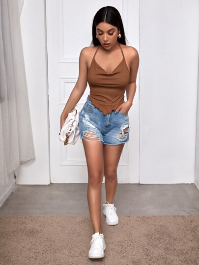 Firerie Cowl Neck Tie Back Bandana Top