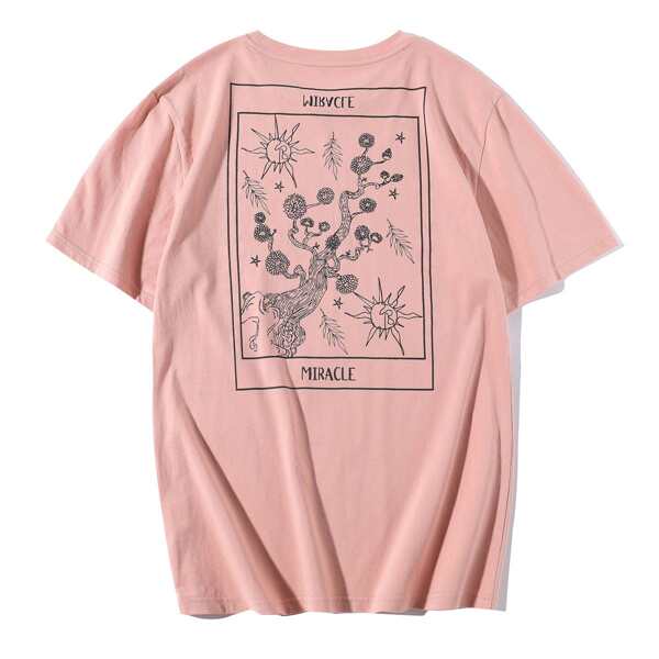 

Men Graphic Print Short Sleeve Tee, Pink