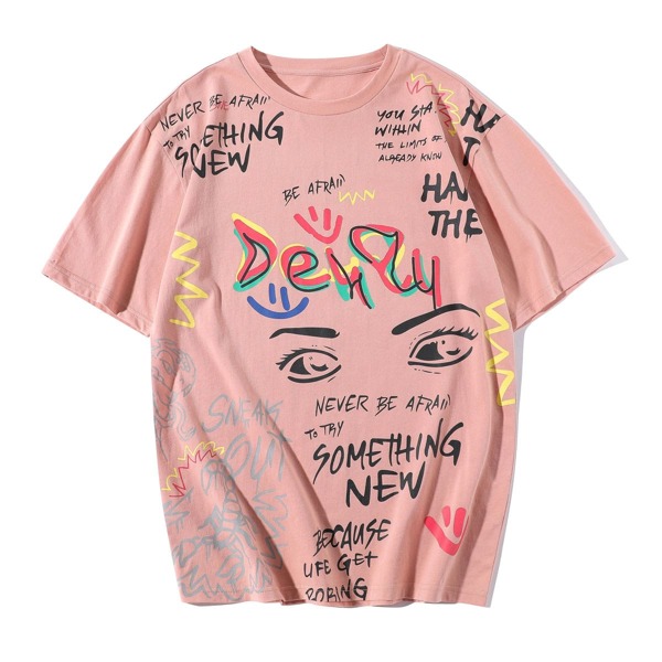 

Men Letter Graphic Short Sleeve Tee, Pink