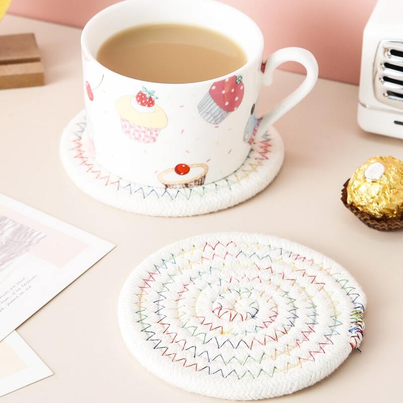 

1pc Woven Design Coaster, Multicolor