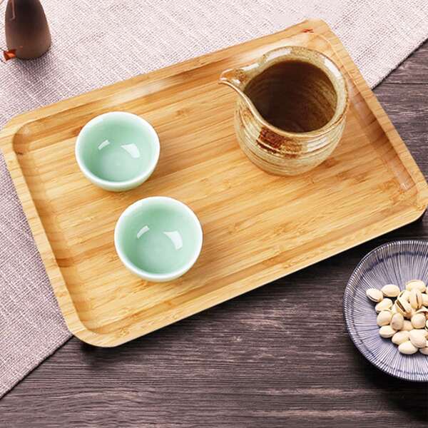 

1pc Minimalist Wooden Tray, Khaki
