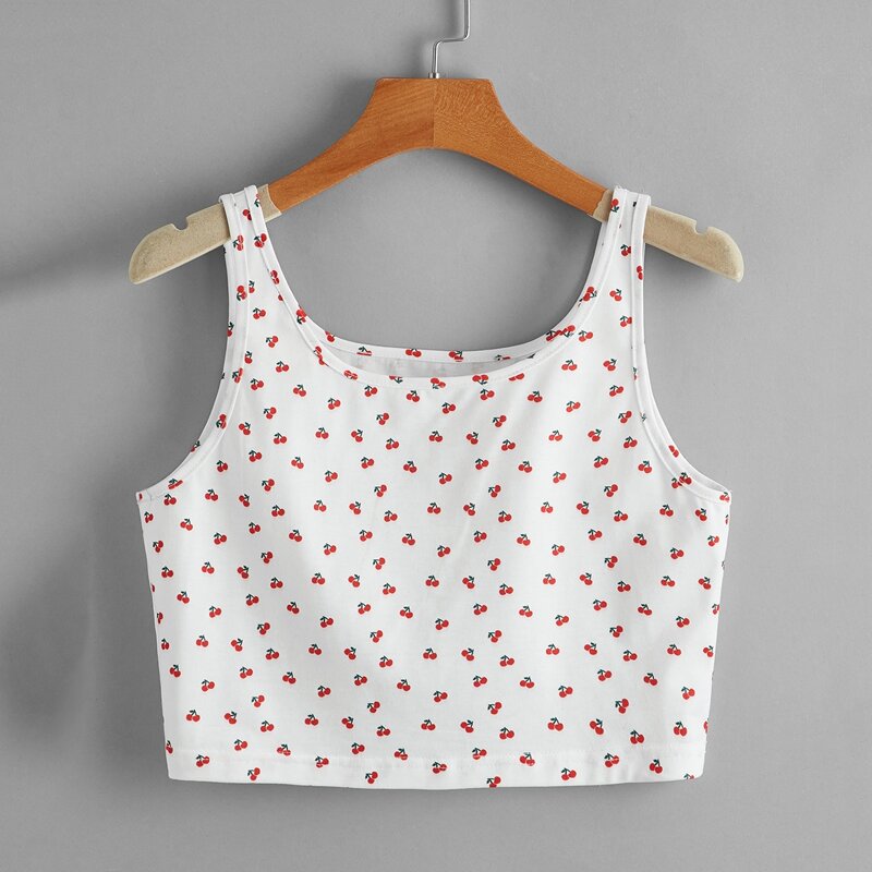 

Cherry Print Tank Top, White
