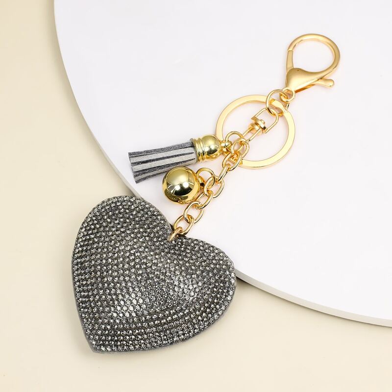 

Heart Charm Keychain, Grey