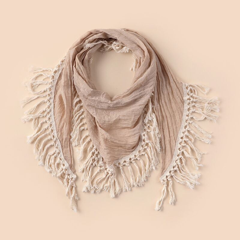 

Tassel Hem Scarf, Apricot