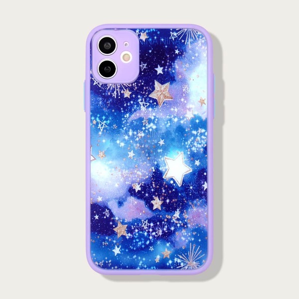 

Star Pattern Contrast Frame iPhone Case, Multicolor