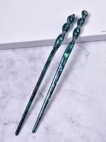 2入組扭結壓克力髮夾 - 彩色 - 查看 1