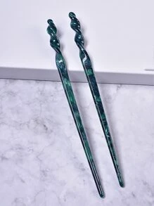 2入組扭結壓克力髮夾 - 彩色 - 查看 3