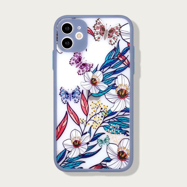 

Butterfly & Flower Print iPhone Case, Multicolor