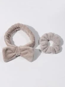 2pcs Fluffy Headband & 2pcs Scrunchie - Multicolor - View 3