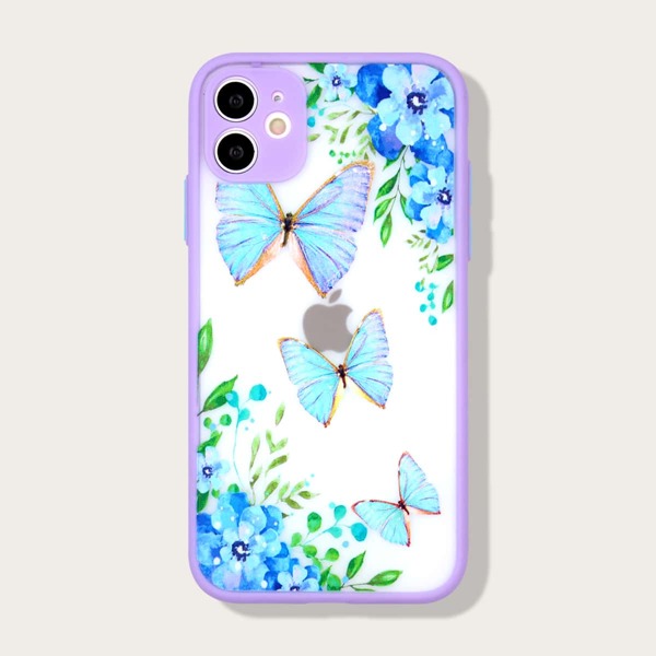 

Butterfly & Flower Print iPhone Case, Multicolor