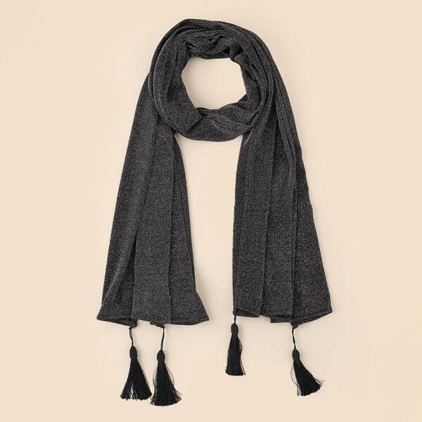 

Tassel Decor Scarf, Black