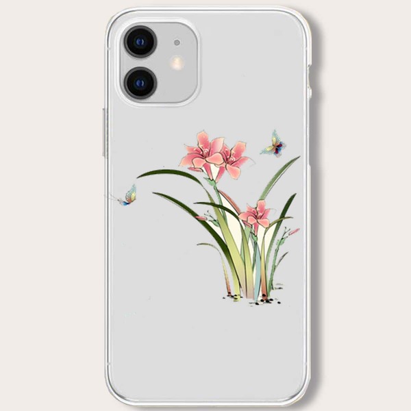 

Прозрачный чехол для iPhone с цветочным принтом