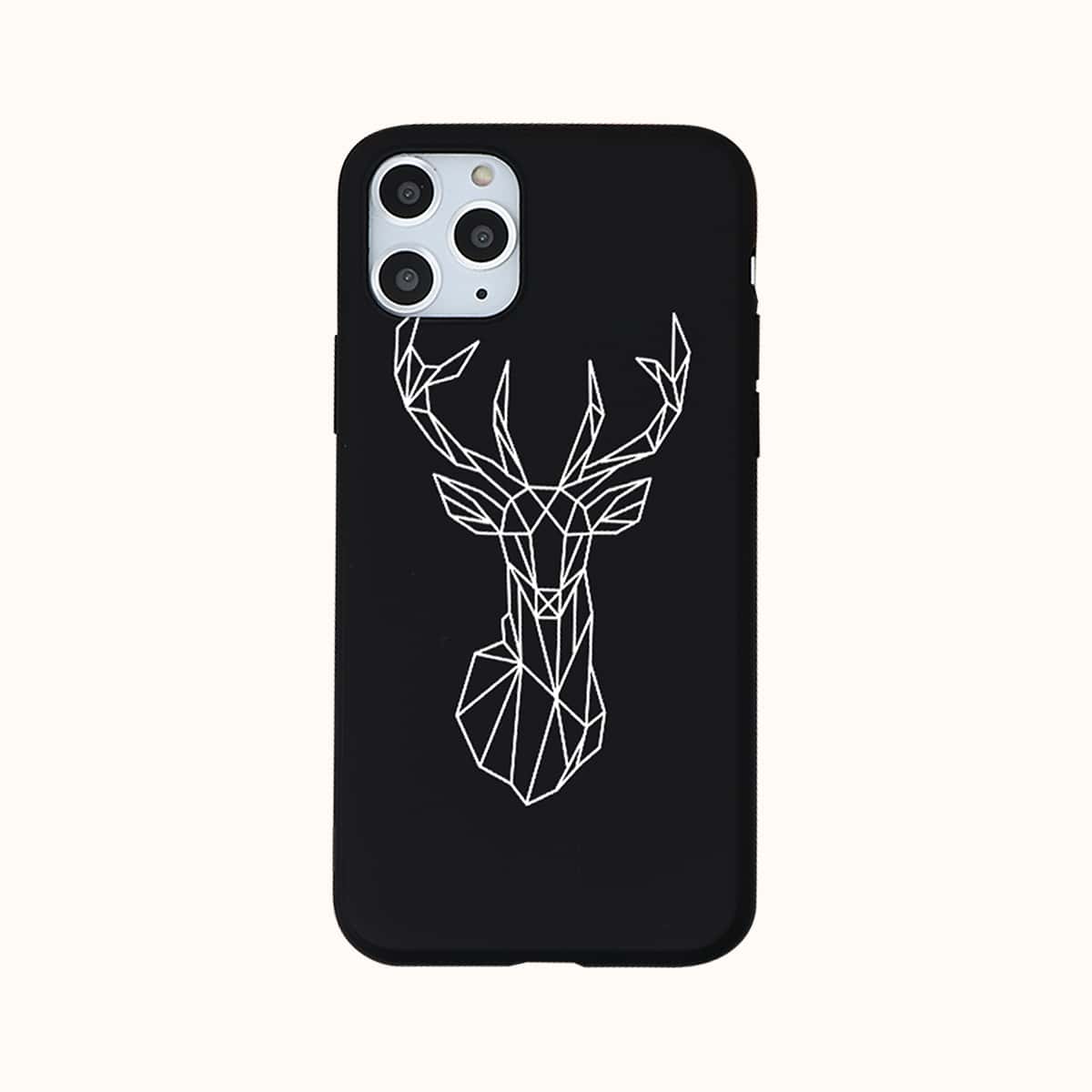 

Geometric Deer Pattern Phone Case, Black