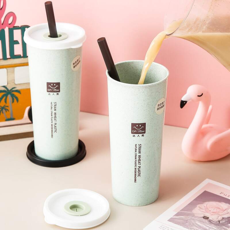 

1pc Plastic Straw Cup, Green