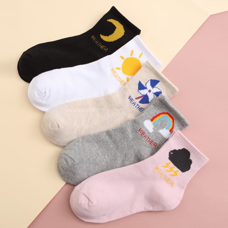 

5pairs Cartoon Graphic Crew Socks, Multicolor