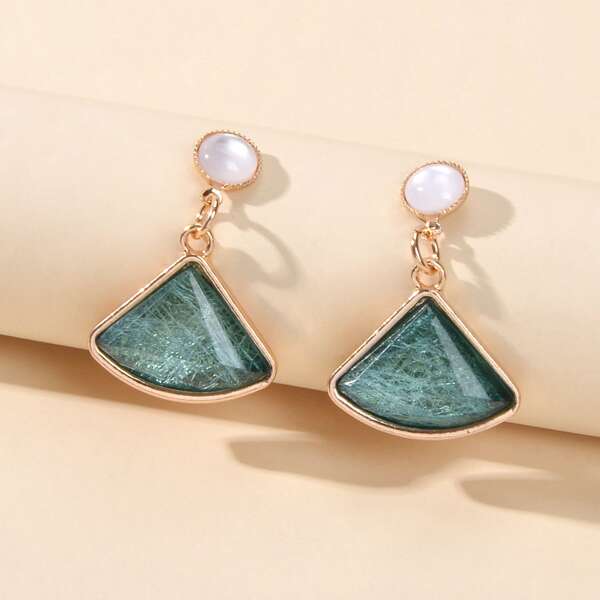

Triangle Drop Earrings, Dark green