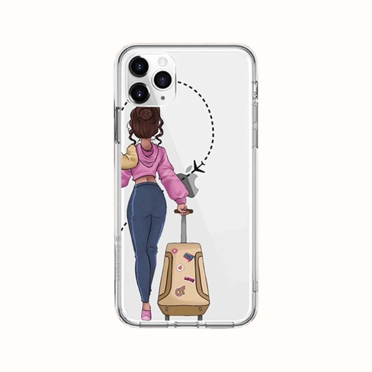 

Travel Girl Print Clear Phone Case, Multicolor