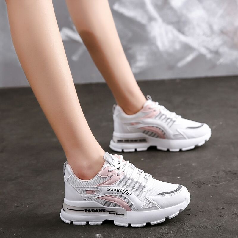 

Lace-up Mesh Chunky Sneakers, White