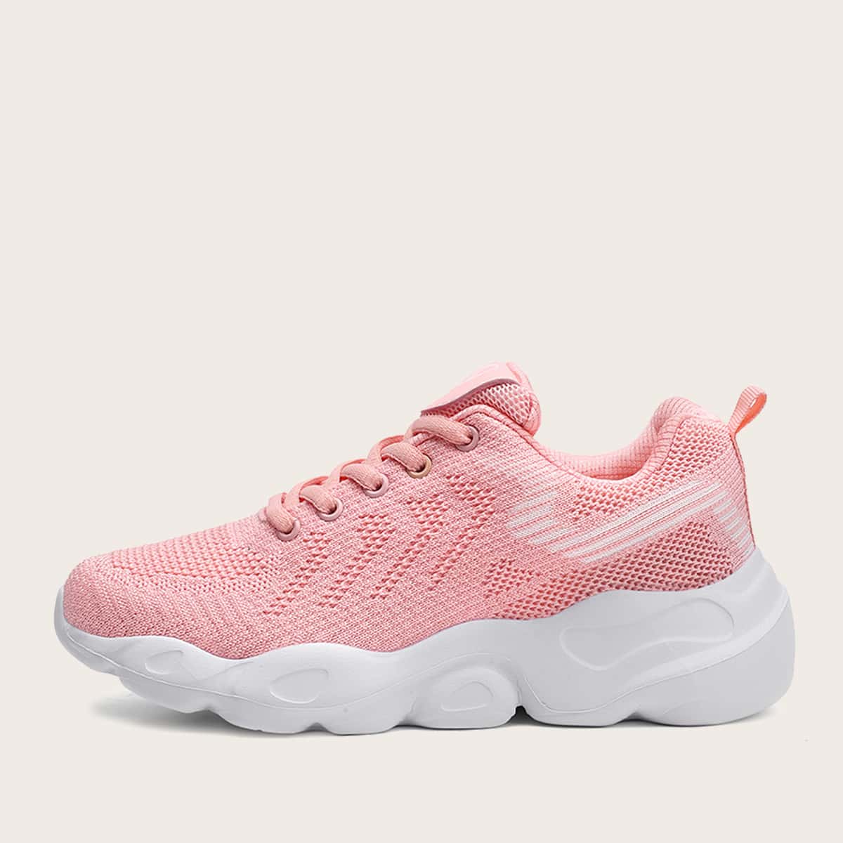 

Lace-up Front Knit Sneakers, Pink