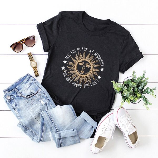 

Slogan Graphic Short Sleeve Tee, Black