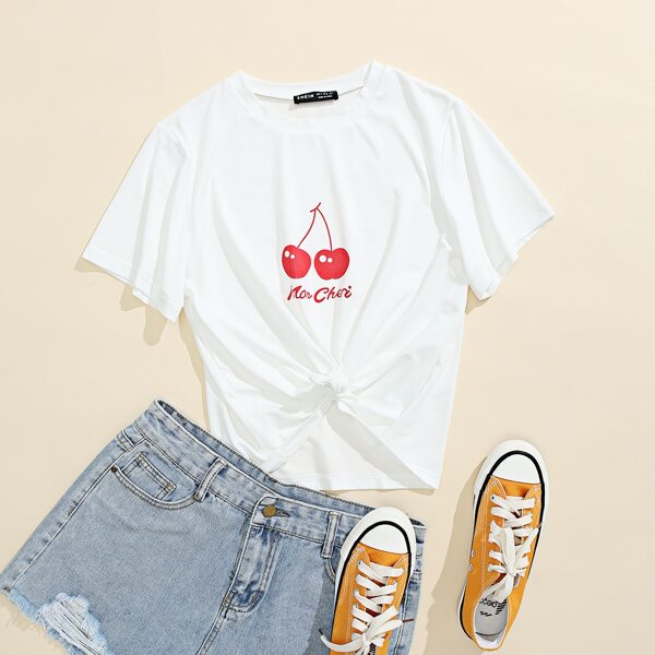 

Letter & Cherry Graphic Tee, White