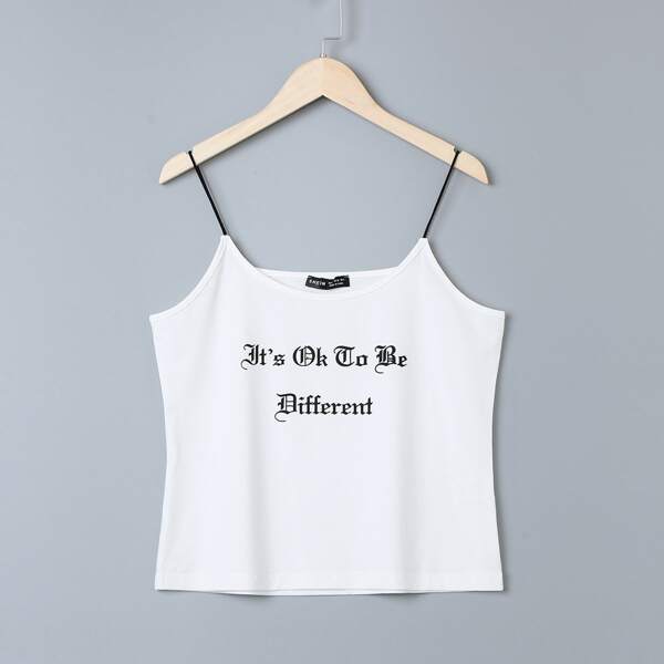 

Slogan Graphic Cami Top, White