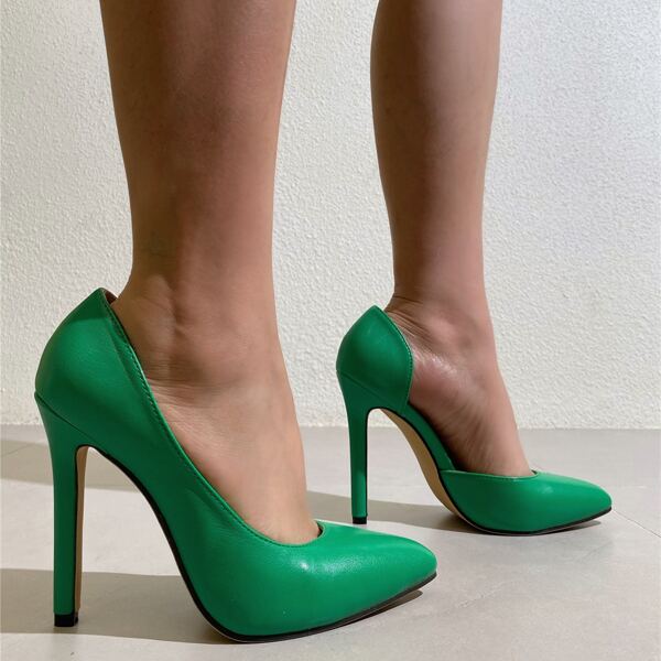 

Minimalist Stiletto Court Heels, Green