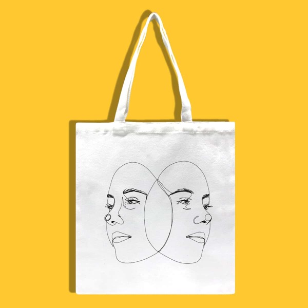 

Minimalist Figure Graphic Shopper Bag, White